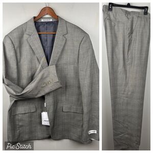 NWT Braveman Men's 3-Piece Suit Polyester 48R 42W Patterned Charcoal Unhemmed